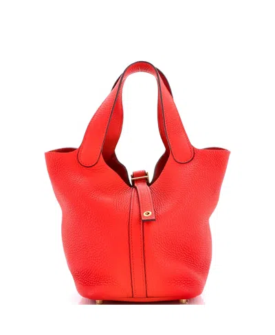 Pre-owned Pre-owned Hermes  Hermes Pm Picotin Lock Bag Clemence In Red