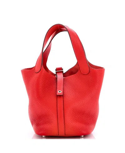 Pre-owned Pre-owned Hermes  Hermes Pm Picotin Lock Bag Clemence In Red