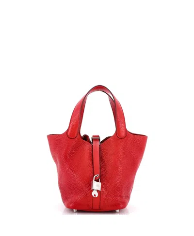 Pre-owned Pre-owned Hermes  Hermes Pm Picotin Lock Bag Clemence In Red