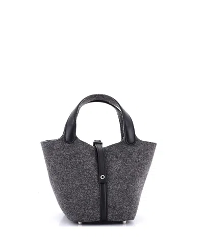 Pre-owned Pre-owned Hermes  Hermes Pm Picotin Lock Bag Felt With Leather