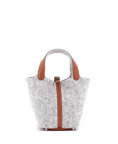 Pre-owned Pre-owned Hermes  Hermes Pm Picotin Lock Bag Felt With Leather