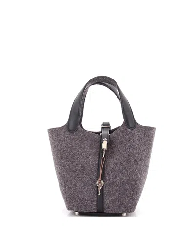 Pre-owned Pre-owned Hermes  Hermes Pm Picotin Lock Bag Felt With Leather In Gray