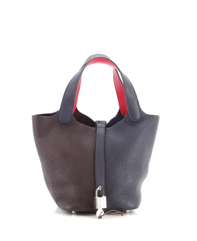 Pre-owned Pre-owned Hermes  Hermes Pm Picotin Lock Bag Tricolor Clemence In Multicolor/ Black/ Pink