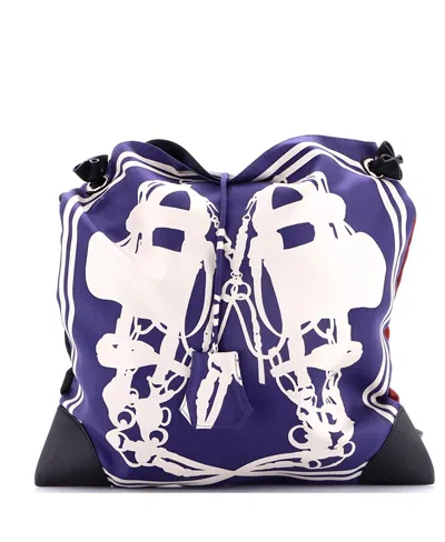 Pre-owned Pre-owned Hermes  Hermes Pm Silky City Bag Printed Silk And Leather