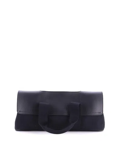 Pre-owned Pre-owned Hermes  Hermes Pm Valparaiso East West Bag Toile And Leather In Black