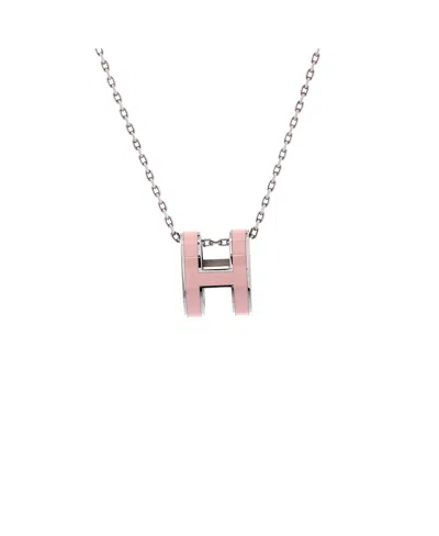 Pre-owned Pre-owned Hermes  Hermes Pop H Pendant Chain Necklace Metal And Enamel, 16 In Enamel/silver Tone