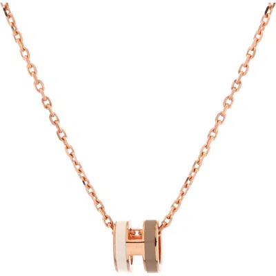 Pre-owned Hermes  Hermes Pop H Pendant Chain Necklace Metal And Enamel Mini In Neutral