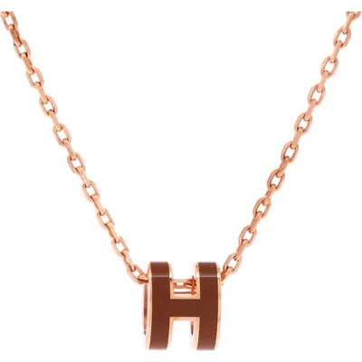Pre-owned Hermes  Hermes Pop H Pendant Chain Necklace Metal And Enamel Mini In Gold