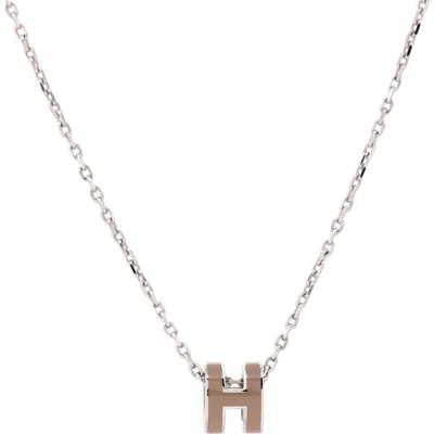 Pre-owned Hermes  Hermes Pop H Pendant Chain Necklace Metal And Enamel Mini In Silver