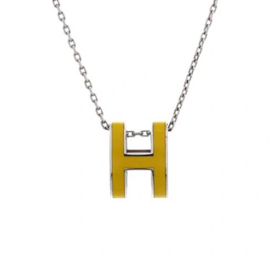 Pre-owned Hermes  Hermes Pop H Pendant Chain Necklace Metal And Enamel Mini In Multi