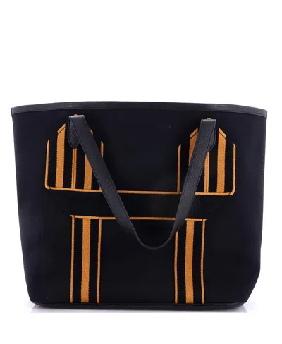 Pre-owned Pre-owned Hermes  Hermes Pursangle Tote Canvas With Leather In Black