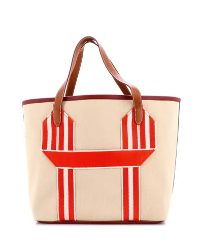 Pre-owned Pre-owned Hermes  Hermes Pursangle Tote Canvas With Leather In Neutral