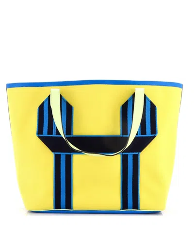 Pre-owned Pre-owned Hermes  Hermes Pursangle Tote Canvas With Leather In Yellow/ Blue/ Yellow