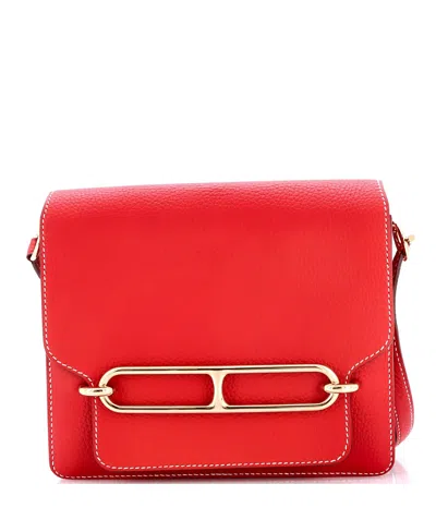Pre-owned Pre-owned Hermes  Hermes Roulis Mini Clemence Leather Shoulder Bag In Red