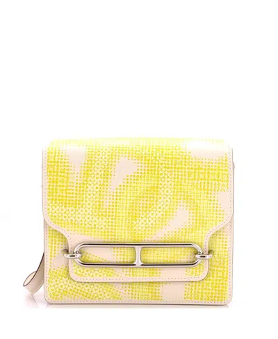Pre-owned Pre-owned Hermes  Hermes Roulis Mini Printed Leather Shoulder Bag In Yellow/ Natural/ Yellow