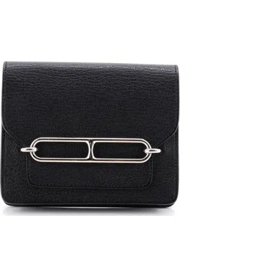 Pre-owned Hermes  Hermes Roulis Slim Wallet Chevre Mysore In Black