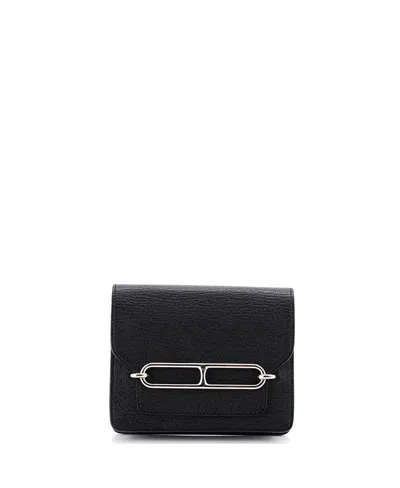 Pre-owned Pre-owned Hermes  Hermes Roulis Slim Wallet Chevre Mysore In Black