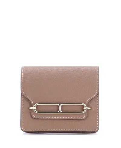 Pre-owned Pre-owned Hermes  Hermes Roulis Slim Wallet Chevre Mysore In Gray