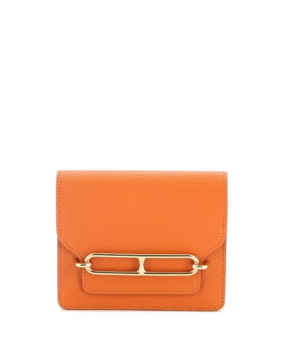 Pre-owned Pre-owned Hermes  Hermes Roulis Slim Wallet Chevre Mysore In Orange