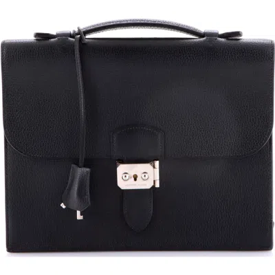 Pre-owned Hermes  Hermes Sac A Depeches Bag Ardennes 27 In Black