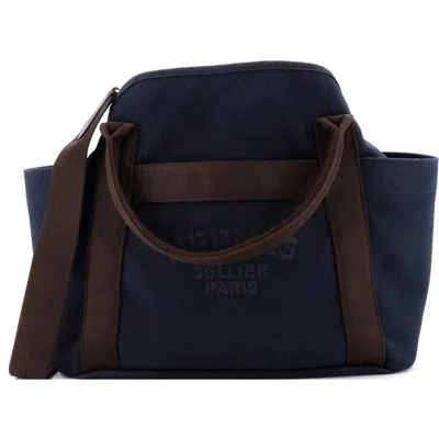 Pre-owned Hermes  Hermes Sac De Pansage Groom Handbag Canvas In Blue