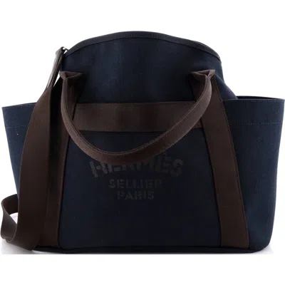 Pre-owned Hermes  Hermes Sac De Pansage Groom Handbag Canvas In Blue