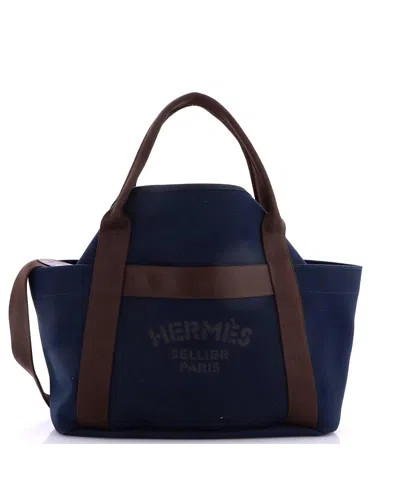 Pre-owned Pre-owned Hermes  Hermes Sac De Pansage Groom Handbag Canvas In Navy Blue