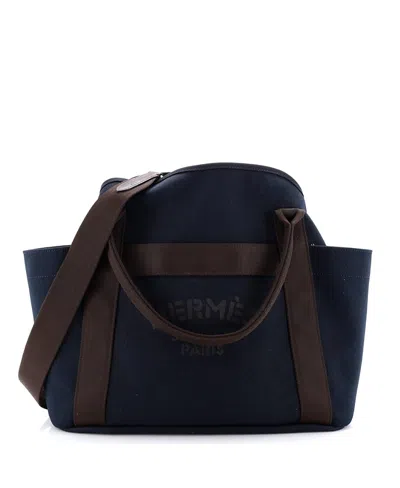 Pre-owned Pre-owned Hermes  Hermes Sac De Pansage Groom Handbag Canvas In Navy Blue