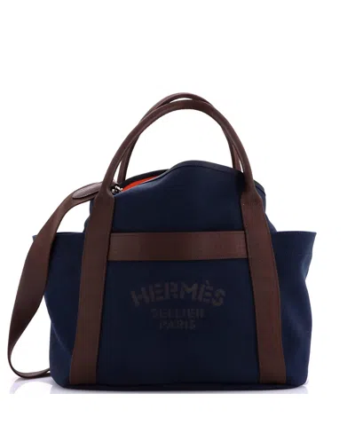 Pre-owned Pre-owned Hermes  Hermes Sac De Pansage Groom Handbag Canvas In Navy Blue