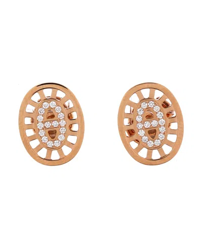 Pre-owned Pre-owned Hermes  Hermes Small Chaine D'ancre Divine Stud Earrings 18k Rose Gold With Diamonds In Pink
