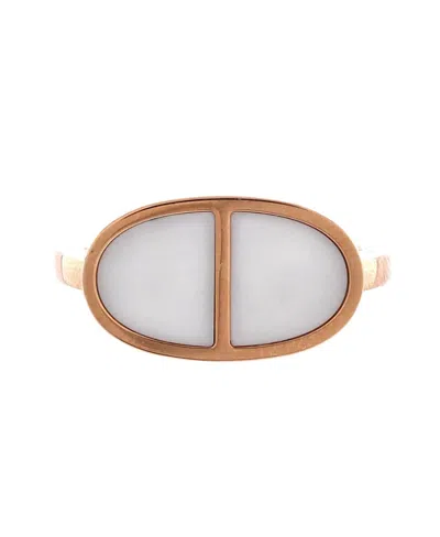 Pre-owned Pre-owned Hermes  Hermes Small Chaine D'ancre Verso Ring 18k Rose Gold With Ceramic