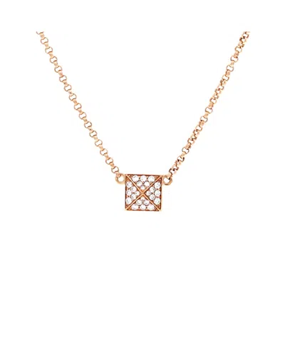 Pre-owned Pre-owned Hermes  Hermes Small Clou D'h Pendant Necklace 18k Rose Gold With Diamonds, 15.75 In Pink