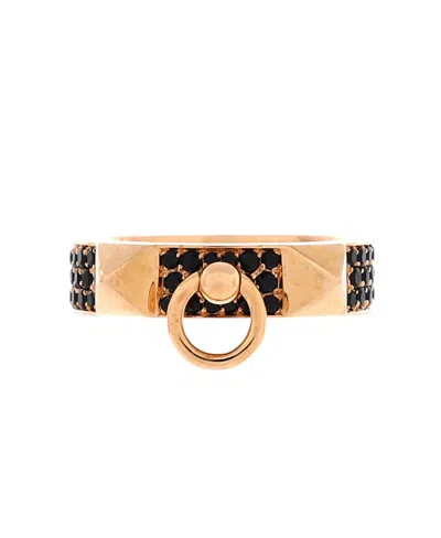 Pre-owned Pre-owned Hermes  Hermes Small Collier De Chien Ring 18k Rose Gold With Pave Black Spinels In Pink
