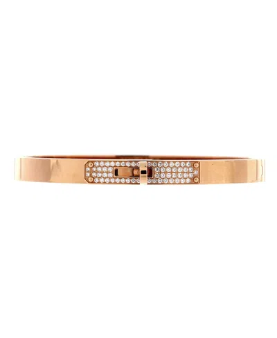Pre-owned Pre-owned Hermes  Hermes Small Kelly Bracelet 18k Rose Gold And Pave Diamonds In Pink