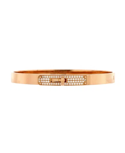 Pre-owned Pre-owned Hermes  Hermes Small Kelly Bracelet 18k Rose Gold And Pave Diamonds In Pink