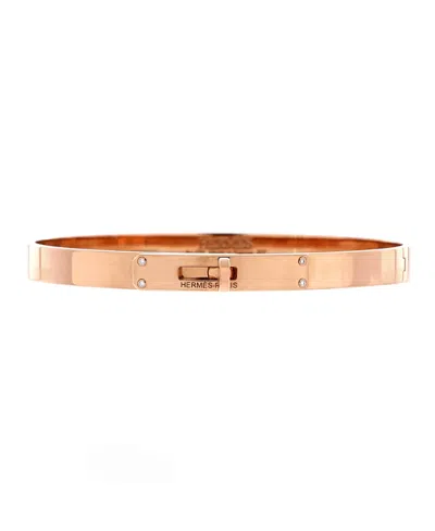 Pre-owned Pre-owned Hermes  Hermes Small Kelly Bracelet 18k Rose Gold With 4 Diamonds In Pink