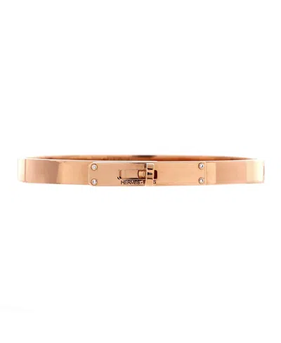 Pre-owned Pre-owned Hermes  Hermes Small Kelly Bracelet 18k Rose Gold With 4 Diamonds In Pink