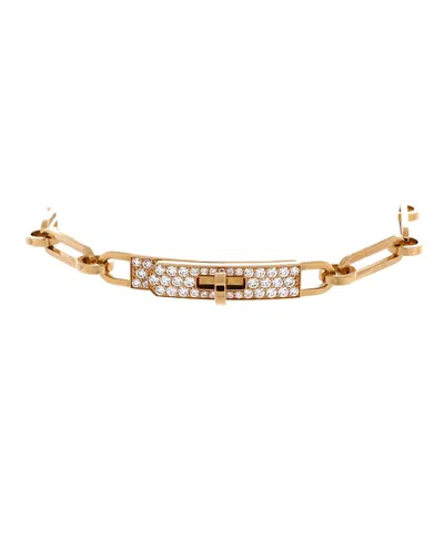 Pre-owned Pre-owned Hermes  Hermes Small Kelly Chaine Bracelet 18k Gold And Pave Diamonds