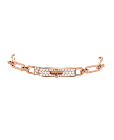 Pre-owned Pre-owned Hermes  Hermes Small Kelly Chaine Bracelet 18k Rose Gold And Pave Diamonds In Pink