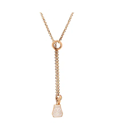 Pre-owned Pre-owned Hermes  Hermes Small Kelly Clochette Pendant Necklace 18k Rose Gold With Diamonds, 16.5