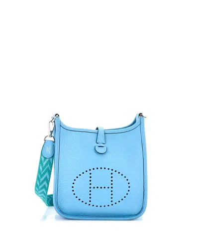 Pre-owned Pre-owned Hermes  Hermes Tpm Evelyne Bag Gen Iii Clemence In Blue
