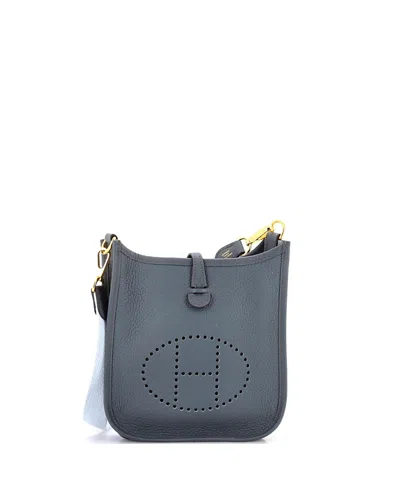 Pre-owned Pre-owned Hermes  Hermes Tpm Evelyne Bag Gen Iii Clemence In Blue/ Black