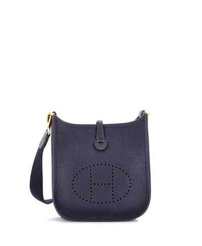 Pre-owned Pre-owned Hermes  Hermes Tpm Evelyne Bag Gen Iii Clemence In Navy Blue
