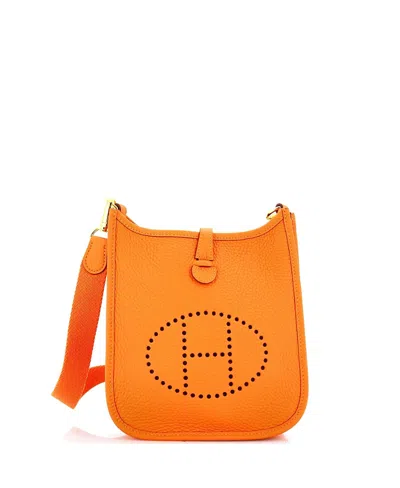Pre-owned Pre-owned Hermes  Hermes Tpm Evelyne Bag Gen Iii Clemence In Orange