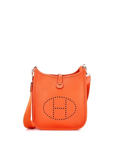 Pre-owned Pre-owned Hermes  Hermes Tpm Evelyne Bag Gen Iii Clemence In Orange