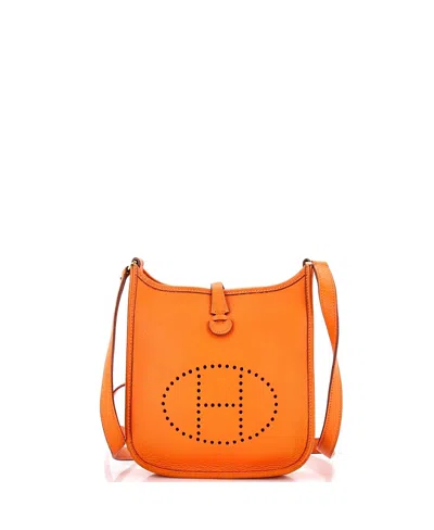 Pre-owned Pre-owned Hermes  Hermes Tpm Evelyne Bag Gen Iii Clemence In Orange