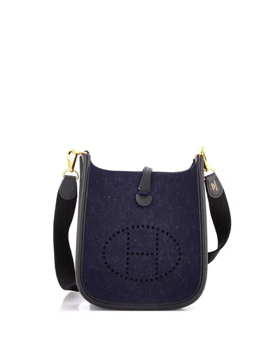 Pre-owned Pre-owned Hermes  Hermes Tpm Evelyne Bag Gen Iii Felt In Blue