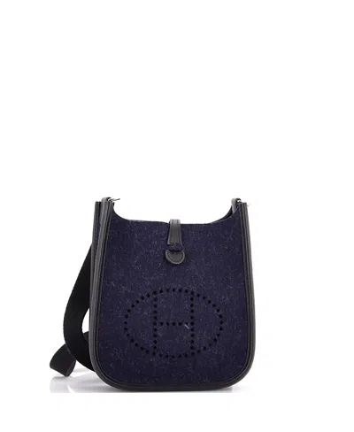 Pre-owned Pre-owned Hermes  Hermes Tpm Evelyne Bag Gen Iii Felt In Blue
