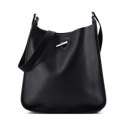 Pre-owned Hermes  Hermes Vespa Bag Epsom Pm In Black