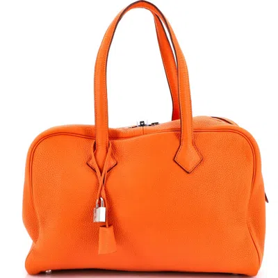 Pre-owned Hermes  Hermes Victoria Ii Bag Clemence 35 In Orange